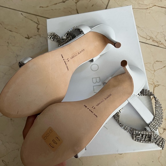 Manolo Blahnik Bashifa Leather & Crystal Sandals - Picture 7 of 7